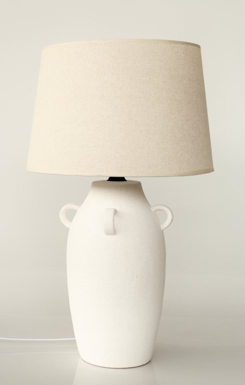 White Urn Shade Ceramic Lamp With Handles